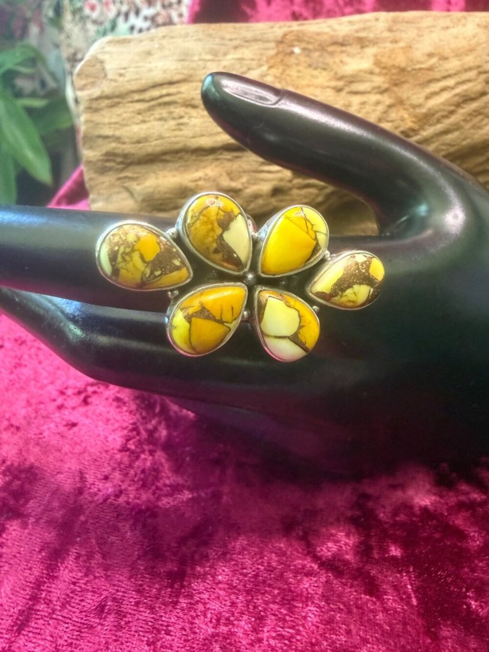 Honey Dahlia Turquoise & Sterling Silver Adjustable Ring
